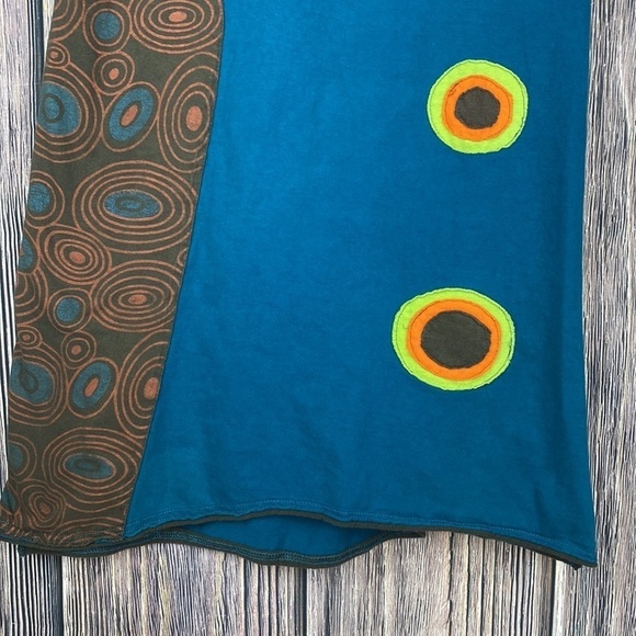 Fuchhi 💯 Cotton Blue Tunic With Zippers & Circular Print Details- Size Med - Picture 4 of 10